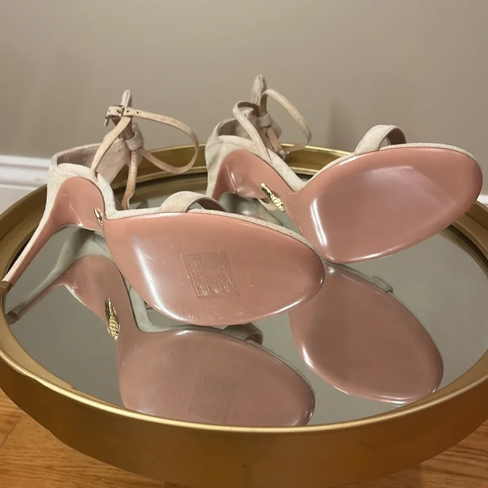 Aquazzura Bow Tie 105 suede heeled sandals sz 39 - Picture 13 of 17